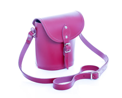 Handmade Leather Barrel Bag - Magenta-2