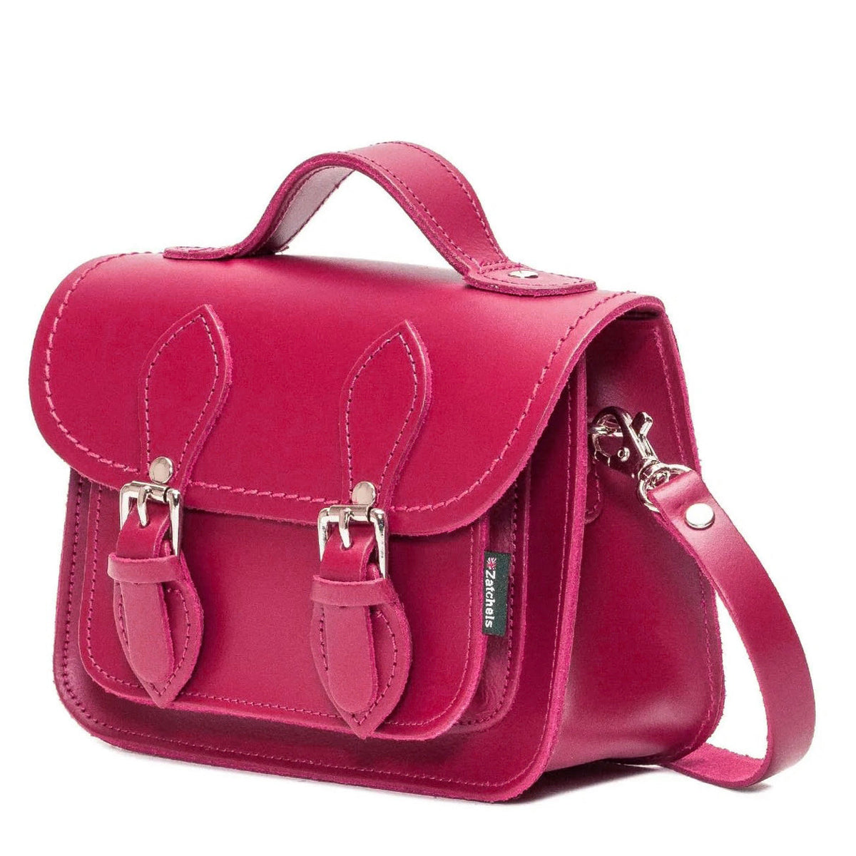 Handmade Leather Micro Satchel - Magenta-2