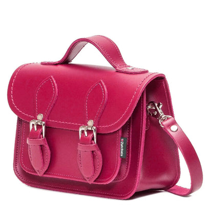 Handmade Leather Micro Satchel - Magenta-2