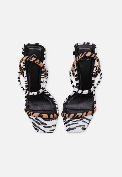 Animal Print Calf Leather Sandals – Women’s 6.5 cm Block Heel Open Toe-1