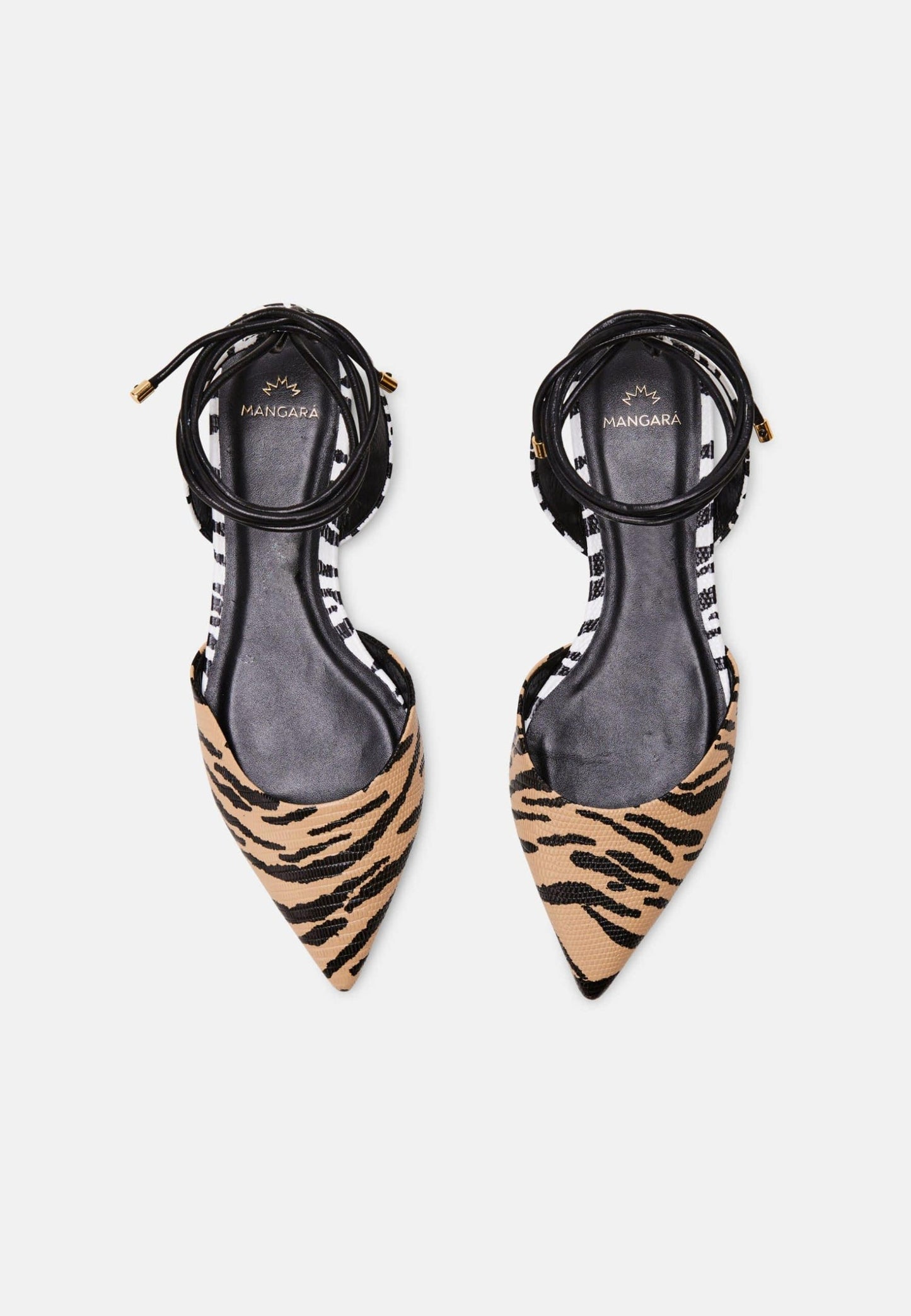 Animal Print Calf Leather Flat Sandals Palmito – Women’s Pointed Toe with Ankle Strap-1