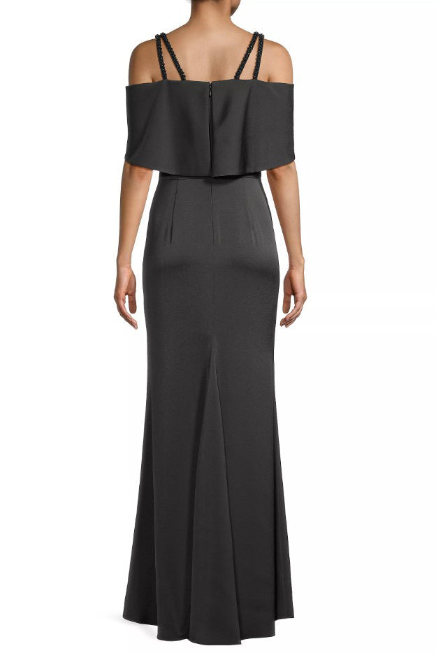 Aidan Mattox Double Strap Satin Column Gown-1