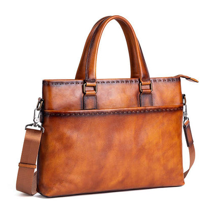 Mens Vintage Leather Buiness Briefcase Shoulder Cross Body Bag 2769