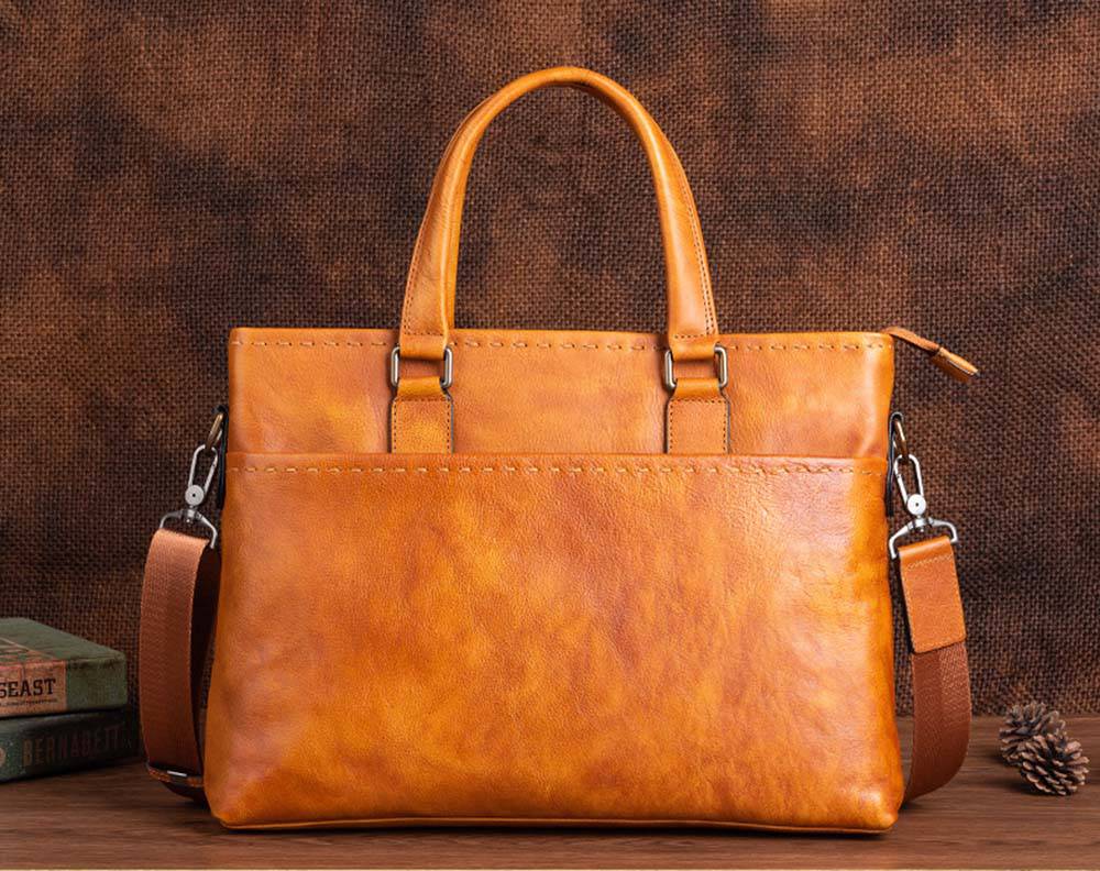 Mens Vintage Leather Buiness Briefcase Shoulder Cross Body Bag 2769