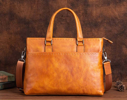 Mens Vintage Leather Buiness Briefcase Shoulder Cross Body Bag 2769