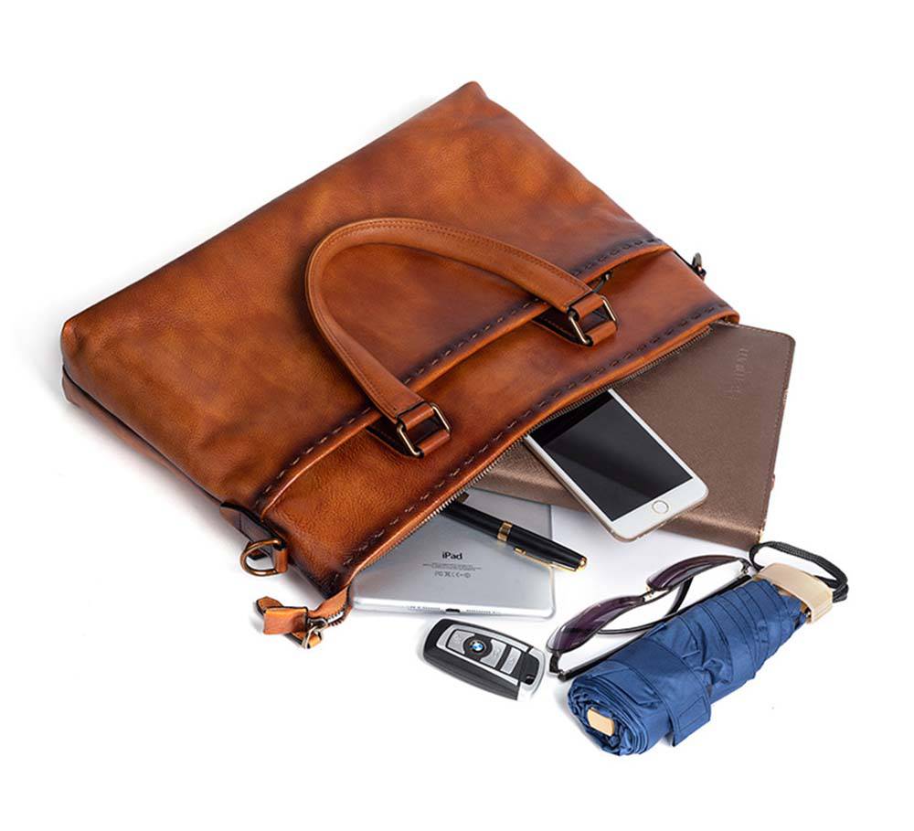 Mens Vintage Leather Buiness Briefcase Shoulder Cross Body Bag 2769