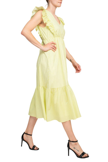 Nanette Lepore Stripe Cotton Ruffle Midi Dress-1