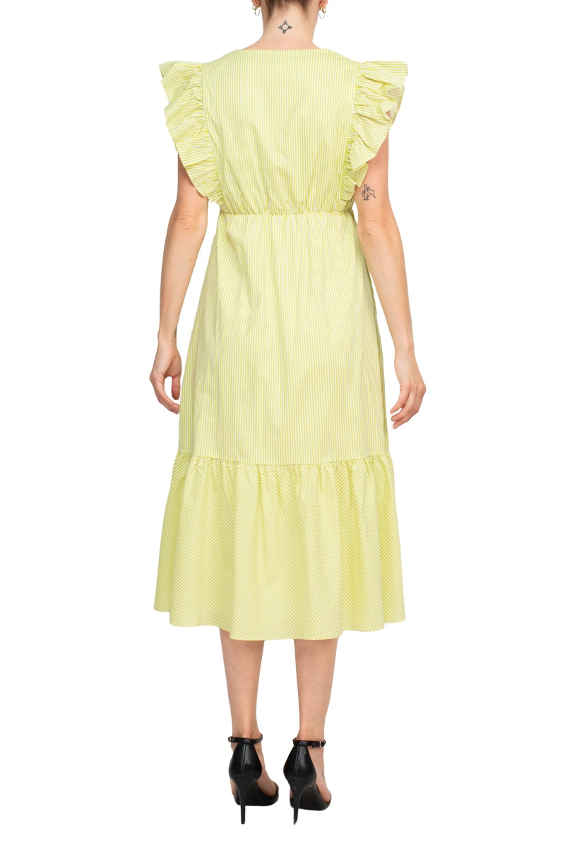 Nanette Lepore Stripe Cotton Ruffle Midi Dress-2