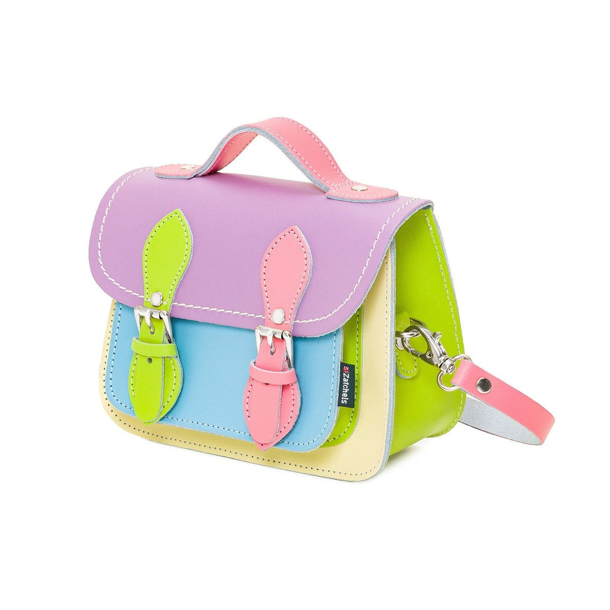 Handmade Leather Micro Satchel - Pastel Kaleidoscope-2