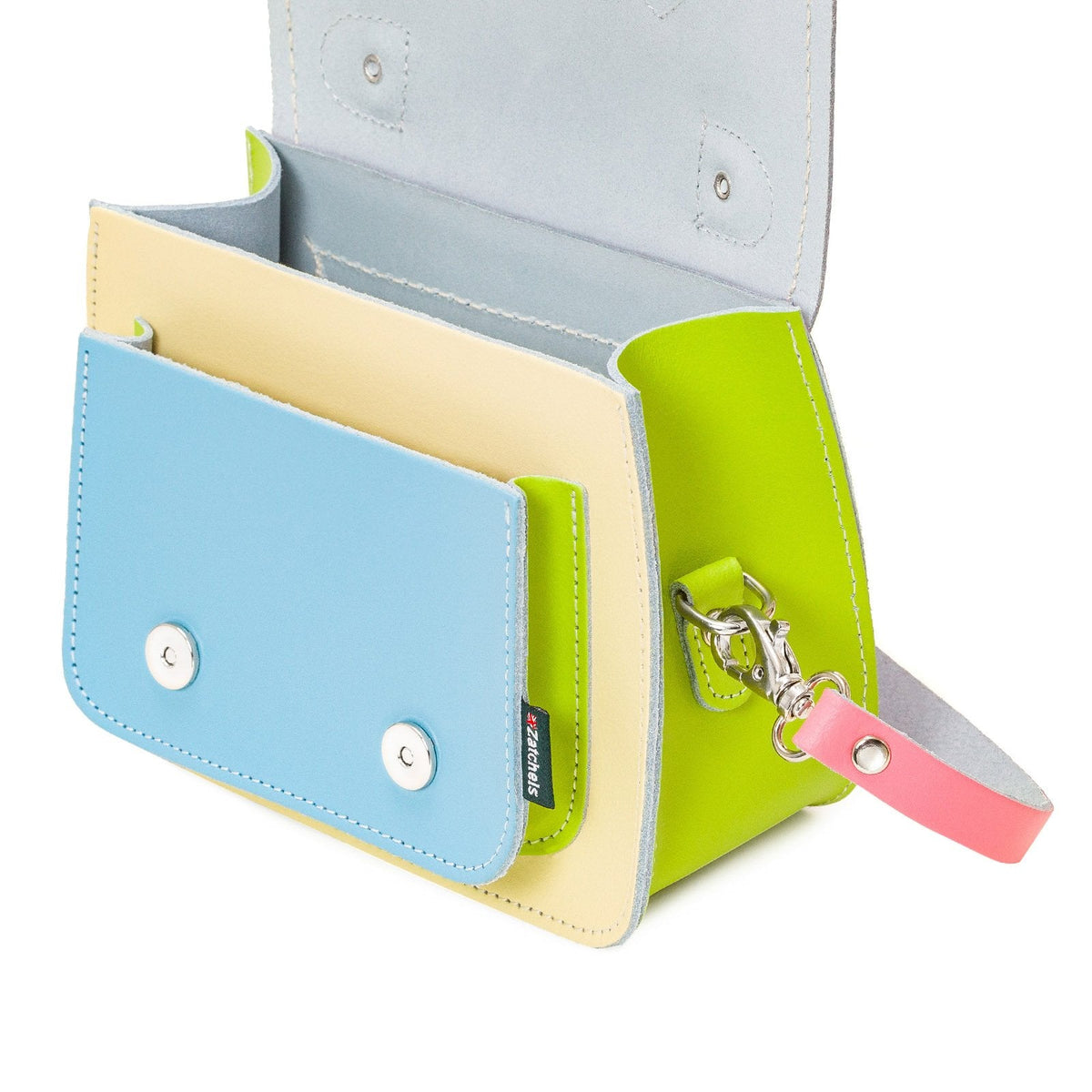 Handmade Leather Micro Satchel - Pastel Kaleidoscope-3