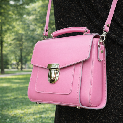 Handmade Leather Sugarcube Handbag - Pastel Pink-1