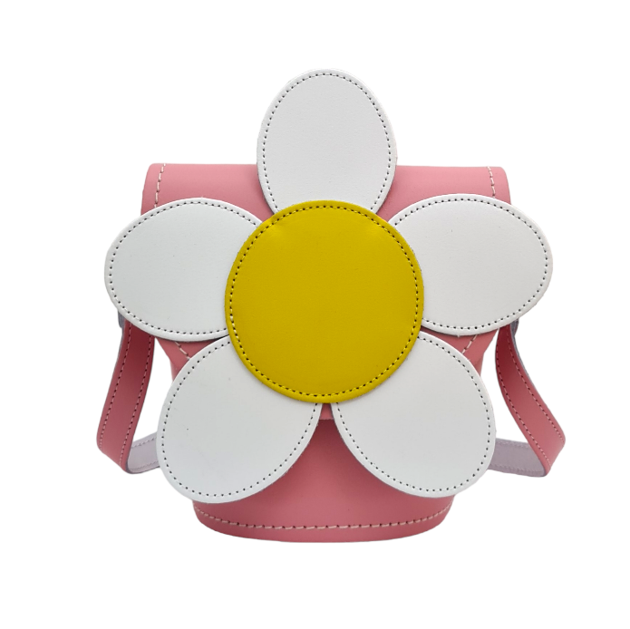Handmade Leather Daisy Barrel Bag - Pastel Pink-0