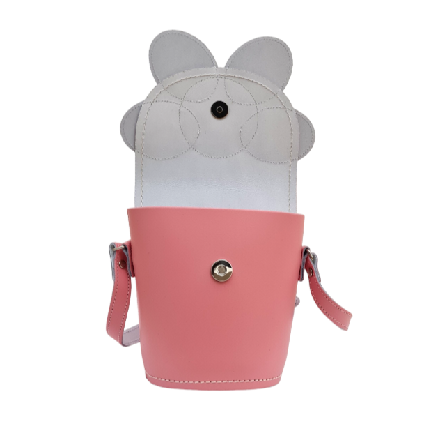 Handmade Leather Daisy Barrel Bag - Pastel Pink-3