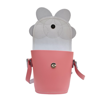 Handmade Leather Daisy Barrel Bag - Pastel Pink-3