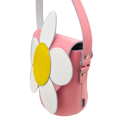 Handmade Leather Daisy Barrel Bag - Pastel Pink-2