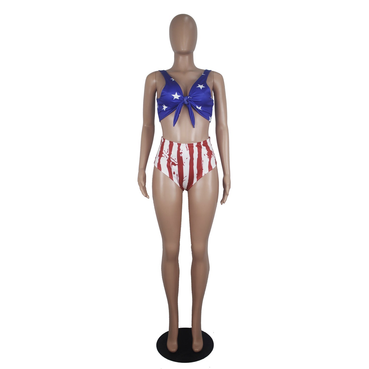 Popular Women's Swimming Sets Independence Day National Day USA Flag Printed Two-Piece Swimsuit Blue Stars Bra tankini swimsuits-1