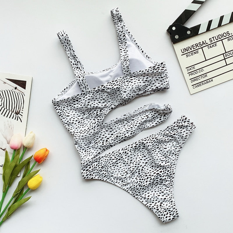 New Sexy White One Piece Swimsuit Women Cut Out Swimwear Push Up Monokini Bathing Suits Beach Wear Swimming Suit For Women-4