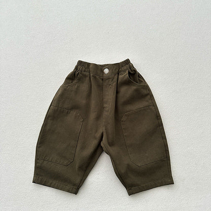 Spring Hot Selling Unisex Plain Solid Color Cotton Washed Pants