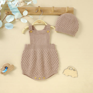 Baby Solid Color One Piece Sling Onesies With Hat