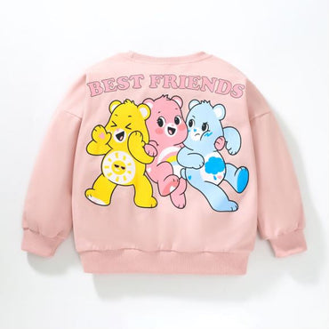 Baby Girl Pink Cartoon Bear Pattern Cotton Hoodie