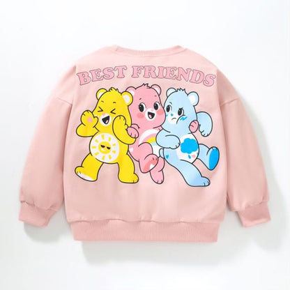 Baby Girl Pink Cartoon Bear Pattern Cotton Hoodie