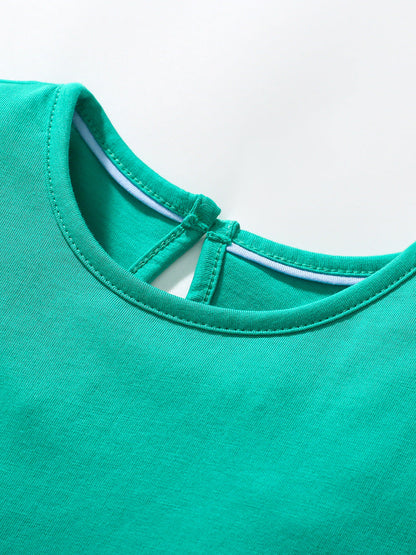 Best Selling Autumn Girls Long Sleeves Cartoon Flowers And Lamb Pattern Crew Neck Dress-2