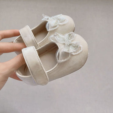 Autumn Baby Girl Tulle Butterfly Attached Toddler Soft-Sole Anti-slip Walking Shoes-1