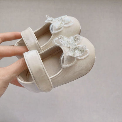 Autumn Baby Girl Tulle Butterfly Attached Toddler Soft-Sole Anti-slip Walking Shoes-1
