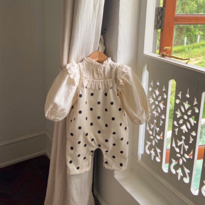 Spring Baby Kids Girls Polka Dots Overalls Design Romper