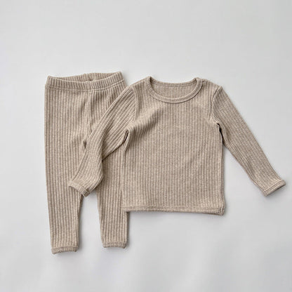 Baby Solid Color Comfy Fabric Shirt Sets Pajamas Home Clothes
