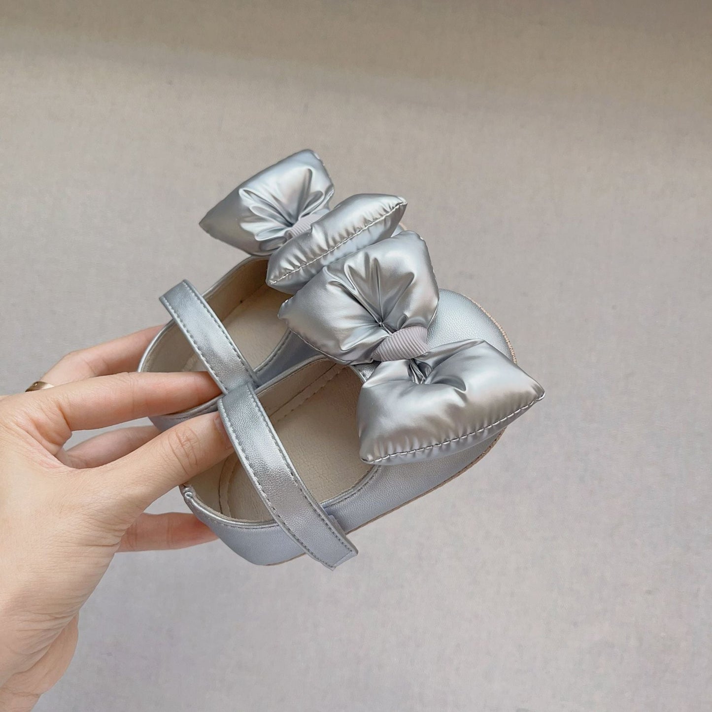 Autumn Baby Girl Butterfly Bow Attached Toddler Soft-Sole Anti-slip Walking Shoes-1