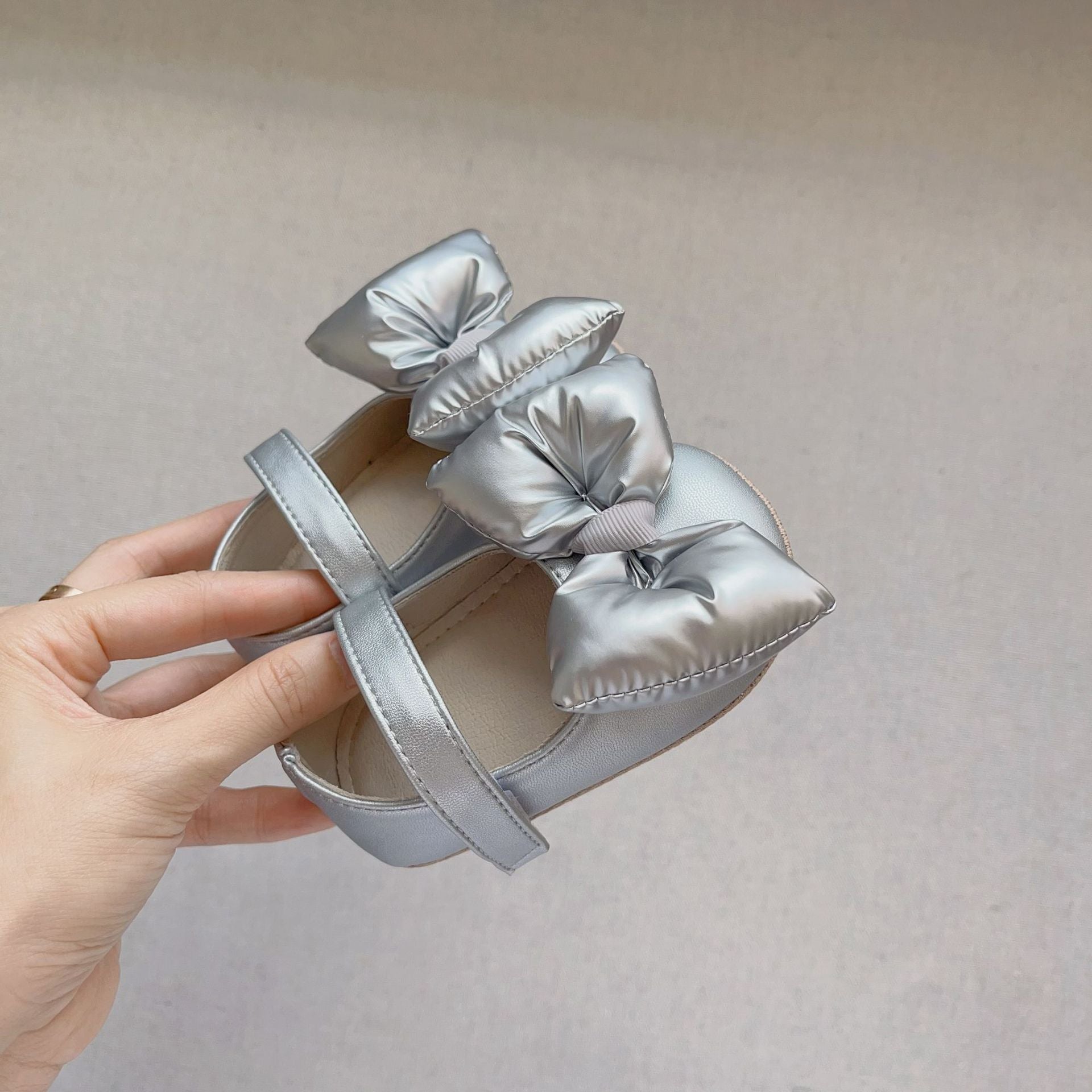 Autumn Baby Girl Butterfly Bow Attached Toddler Soft-Sole Anti-slip Walking Shoes-1