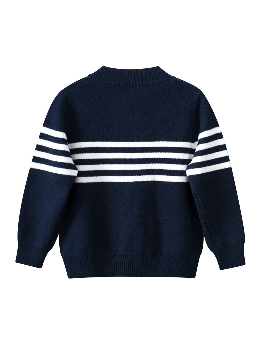 Baby Boy Kids Striped Pattern Zipper Front Design All Match Cardigan