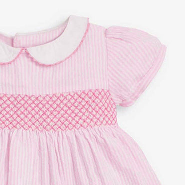Baby Kids Girls Pink Short Sleeves Dress With Rabbits And Flowers Pattern