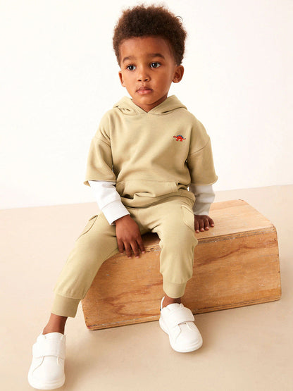 Spring And Autumn Boys Color Patchwork Long Sleeves Top Hoodies And Pants Clothing Set-2