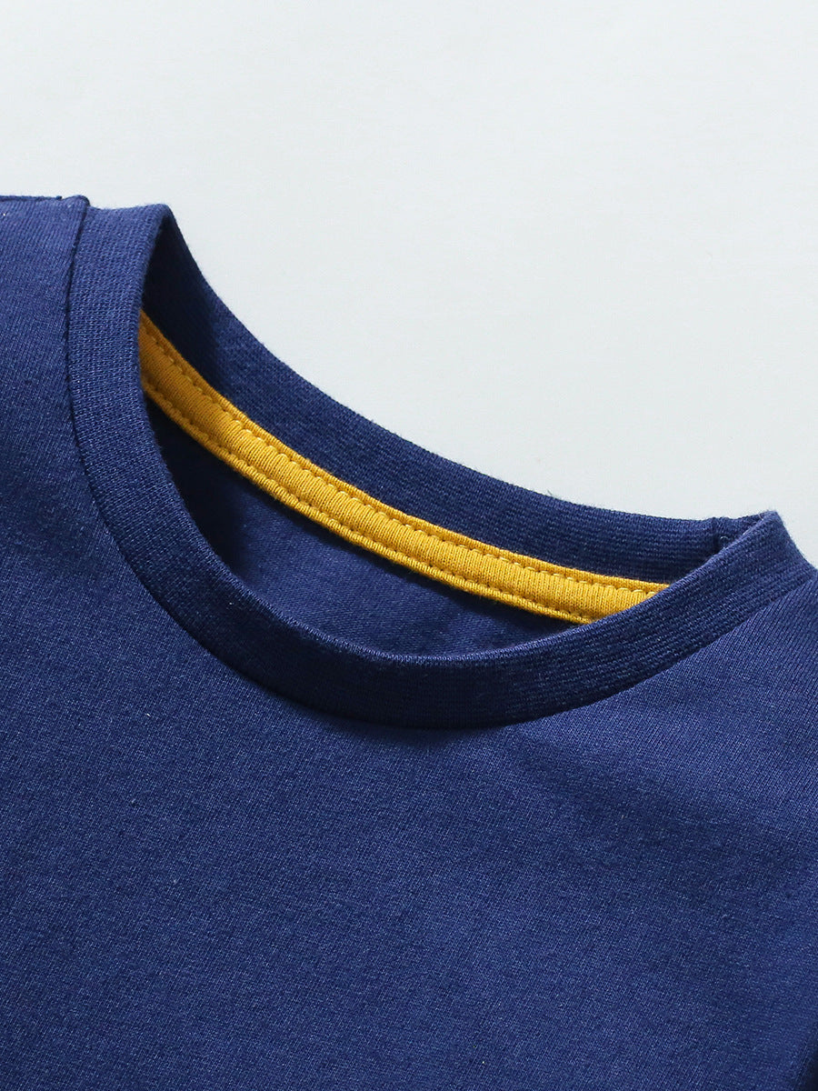 Arrival Autumn Kids’ Shy Teddy Cartoon Pattern Appliqué Embroidery Long Sleeves T-Shirt In European And American Style-2