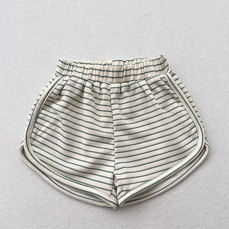 Summer New Arrival Kids Unisex Casual Thin Striped Basic Shorts