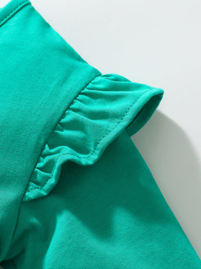 Best Selling Autumn Girls Long Sleeves Cartoon Flowers And Lamb Pattern Crew Neck Dress-3