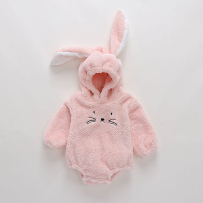 Baby Embroidered Pattern Rabbit Ear Design Thickened Onesies Bodysuit-2
