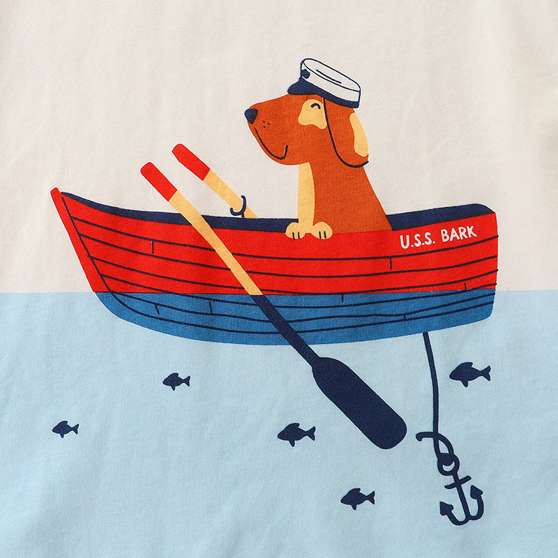Baby Boy Cartoon Dog Graphic Sleeveless Summer Western Style Sets