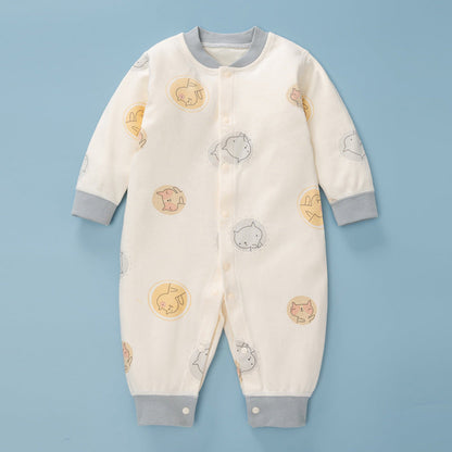Baby Cartoon Pattern Full Single Breasted Design Thermal Jumpsuit