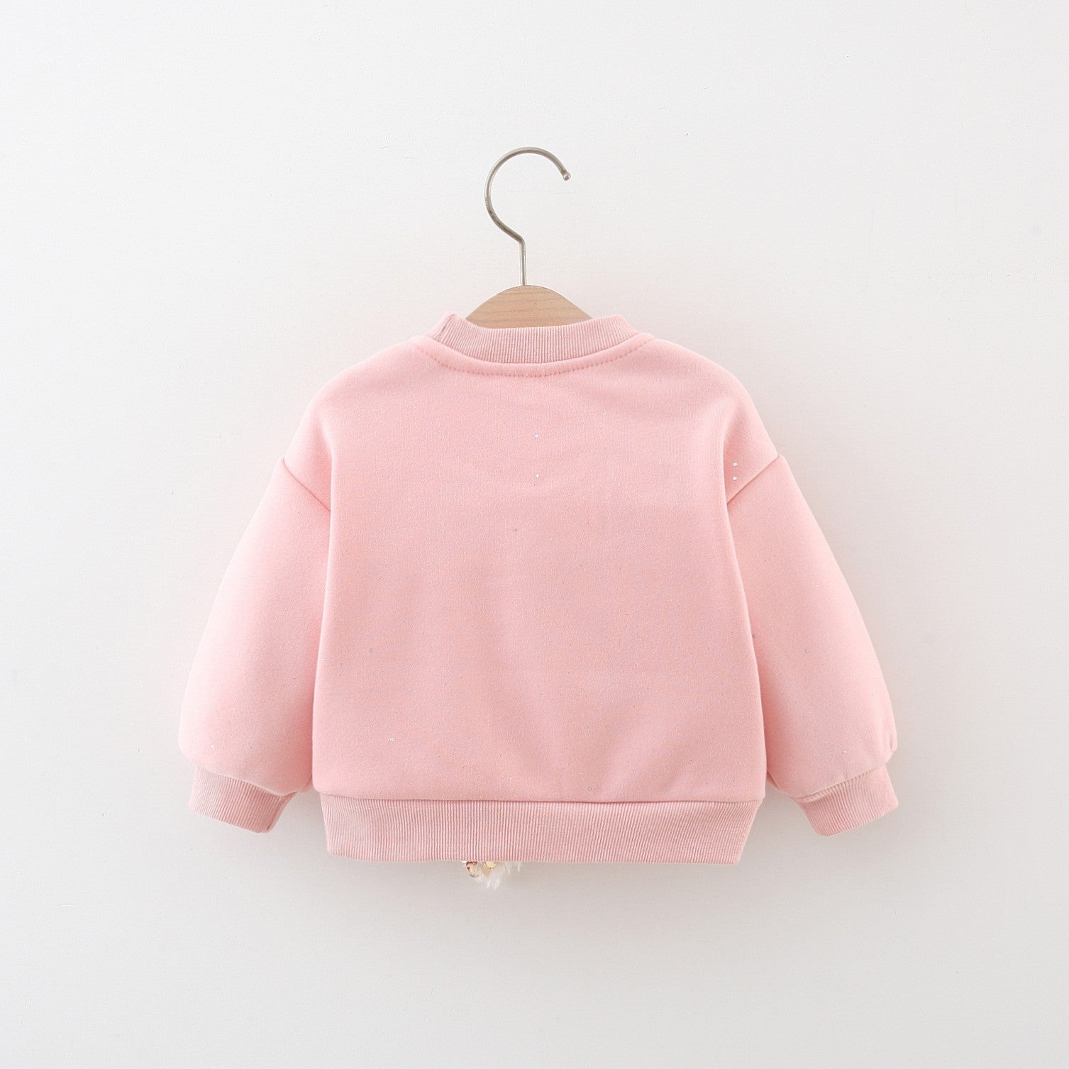 Autumn and Winter New Arrival Girls Fleece Comfortable Long Sleeves Sequin Wing Decorated Top Cute Sweater-2