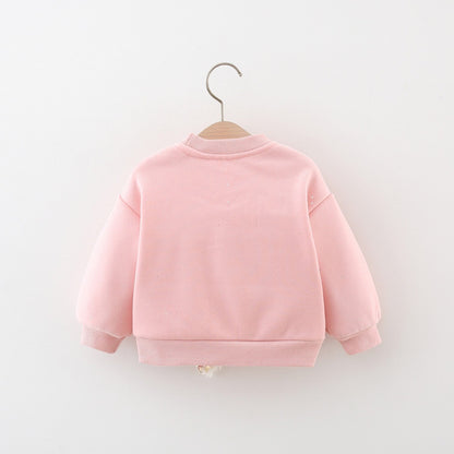 Autumn and Winter New Arrival Girls Fleece Comfortable Long Sleeves Sequin Wing Decorated Top Cute Sweater-2