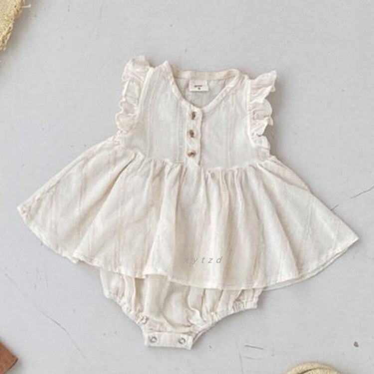 Summer Best Quality Baby Girls Fly Sleeves Simple Style Top Dress And Bloomers Clothing Set