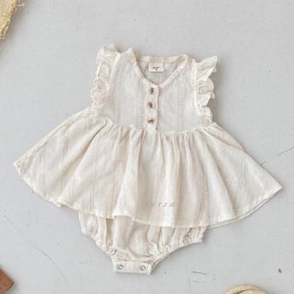Summer Best Quality Baby Girls Fly Sleeves Simple Style Top Dress And Bloomers Clothing Set