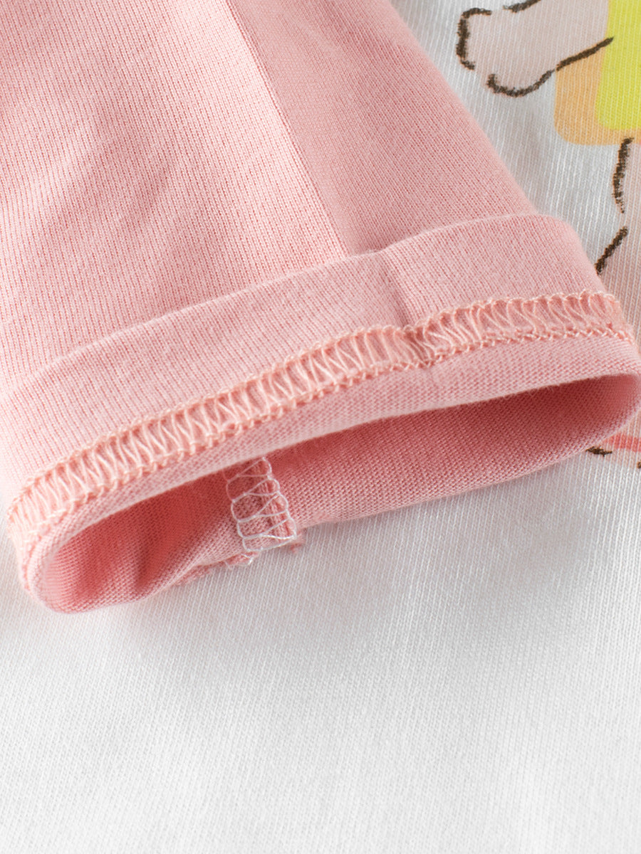Autumn New Arrival Kids Girls Animals Cartoon and Letters Print Crew Neck Color Patchwork Long Sleeves Pullover Sweatshirt-4
