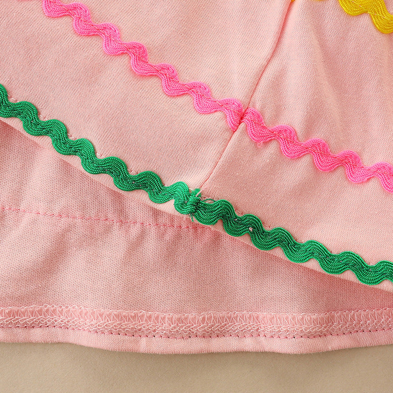 Adorable Floral Embroidered Dress: A Sweet Round Neck Princess Dress For Girls