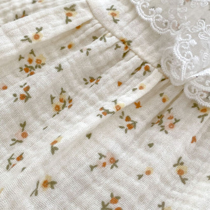 Autumn Ditsy Flower Pattern Mesh Collar Onesies