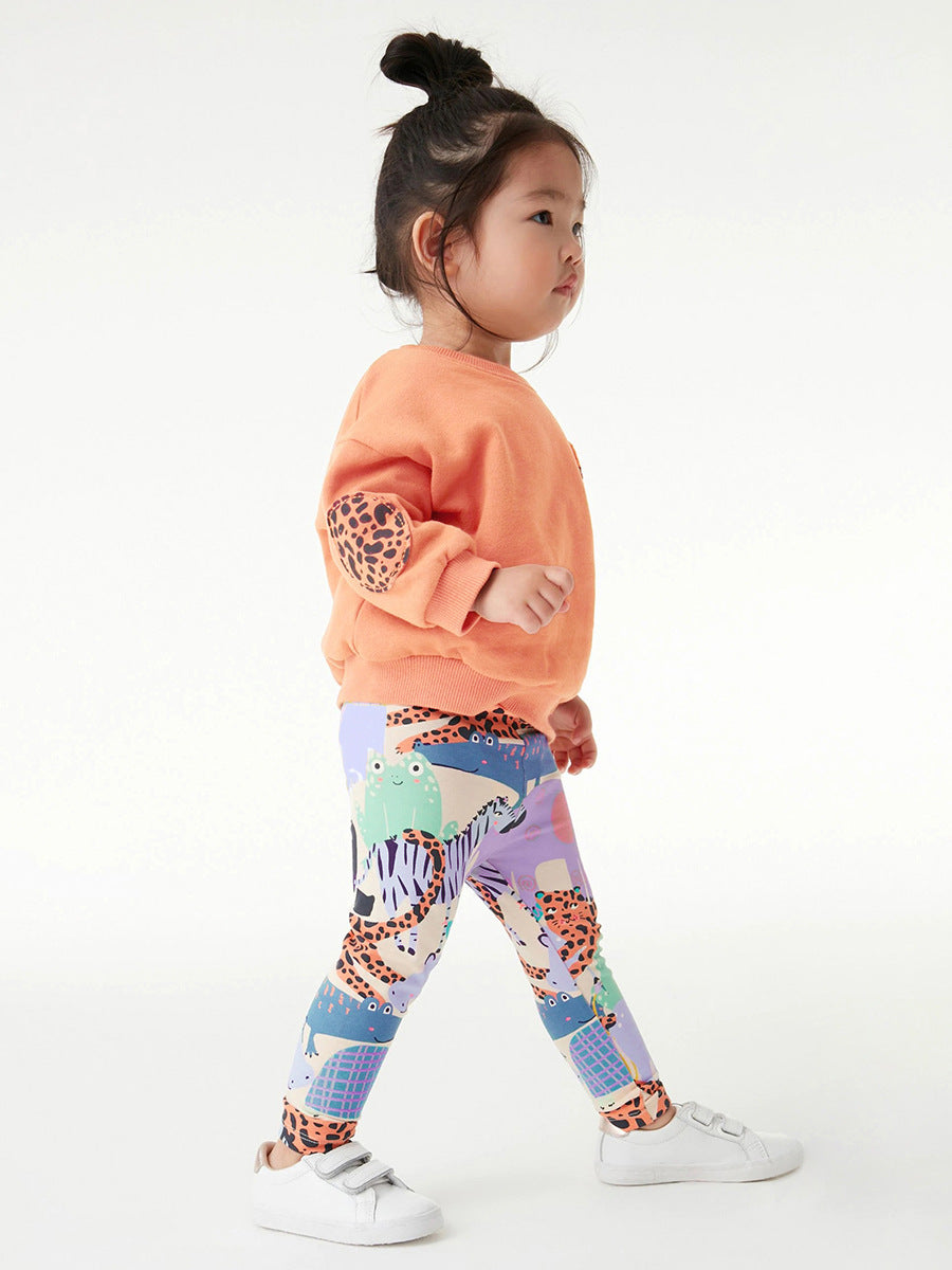 Girls Animals Cartoon Collection Design Top Pullover And Pants Set