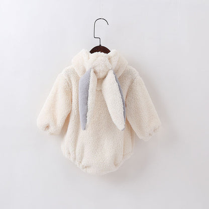 Baby Embroidered Pattern Rabbit Ear Design Thickened Onesies Bodysuit-3
